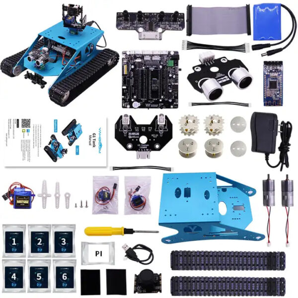 Original Yahboom G1 Aluminium Tank Raspbery pi Robot Kit with 2DOF AI Camera. - Image 2