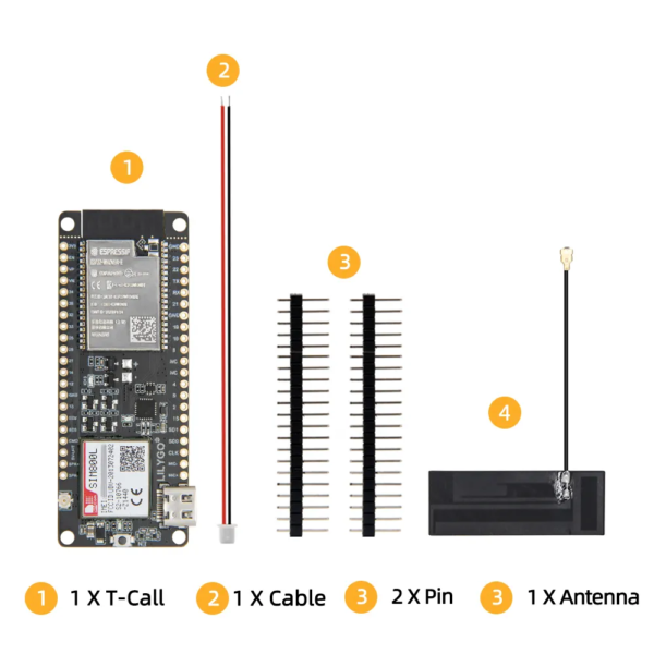 LILYGO TTGO T-Call V1.4 SIM800L ESP32 Development Board - Image 4