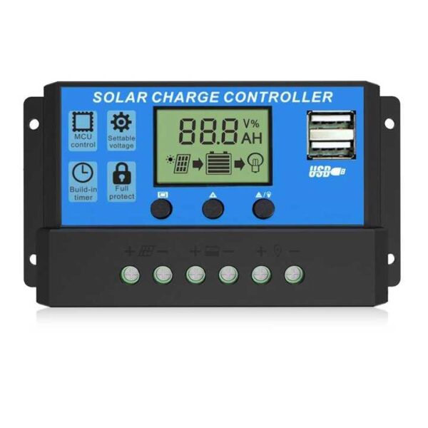 30A PWM Solar Charge Controller – 12V/24V, LCD Display